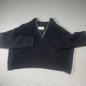 Urban Outfitters Black Ribbed Half-Zip cropped Sweater  Womans Size Medium